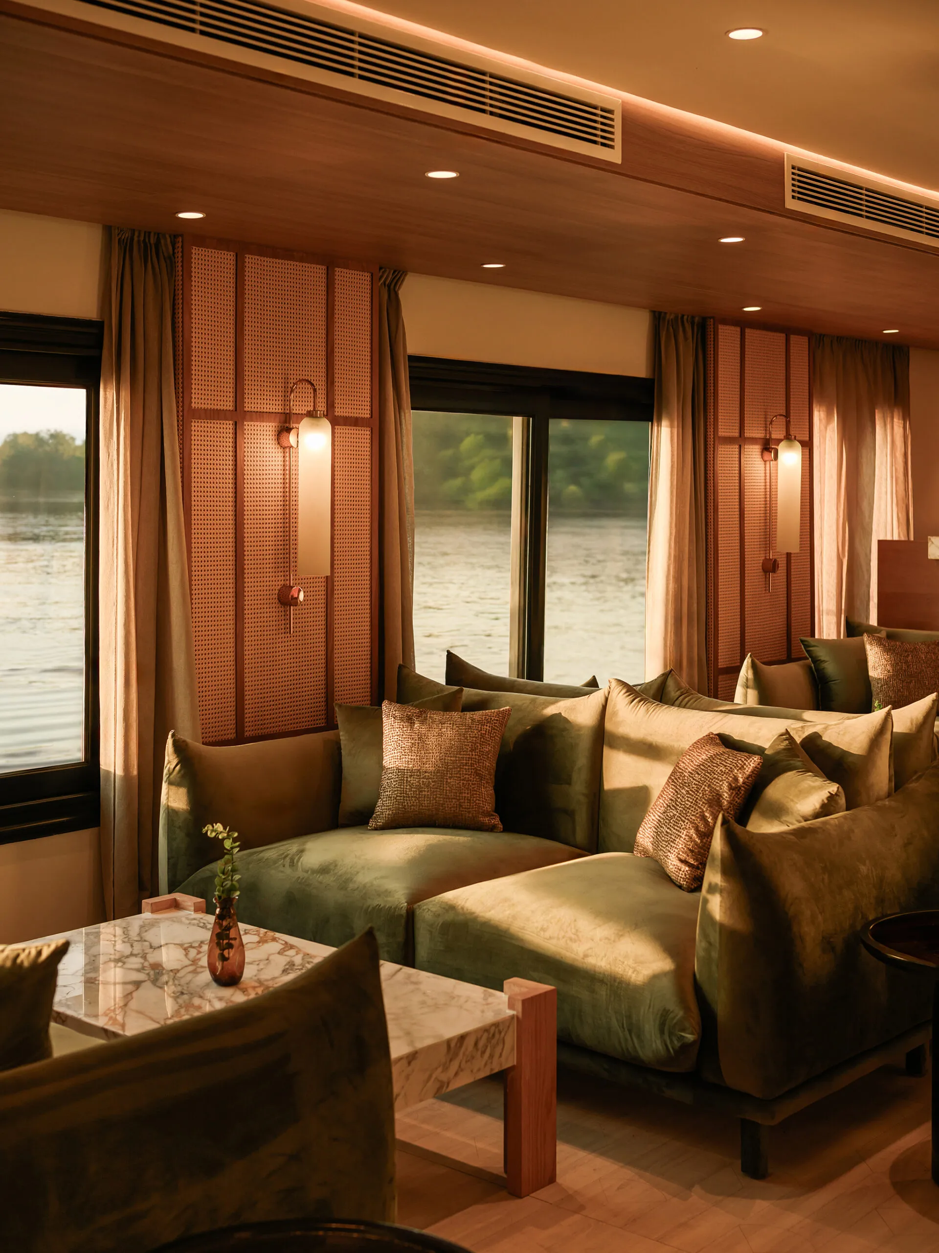 Lounge aboard the Le Fayan Suites Nile Cruise Nile cruise